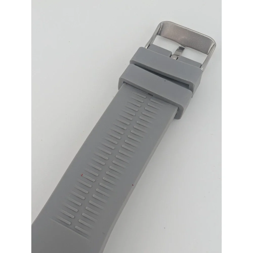 Men's Quartz Watch 41mm Plastic Case Gray Silicone Band- New‎ Battery